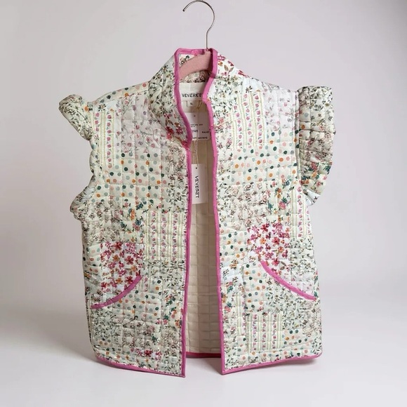 Ruffle Floral Quilted Vest - Picture 1 of 11